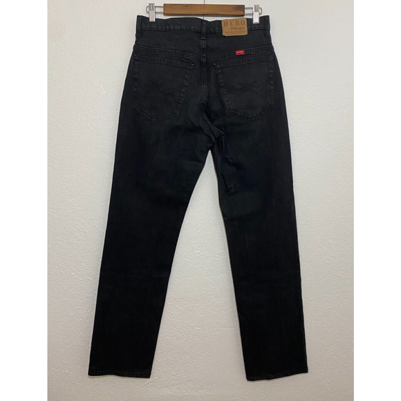 Hero By Wrangler Size W32 L34 Black Denim Jeans Mens Straight Leg 5 Pockets - Picture 2 of 6